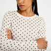 T-shirt ajust&eacute; col rond manches longues ivoire femme
