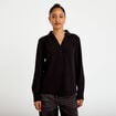 Blouse droite manches longues noir femme