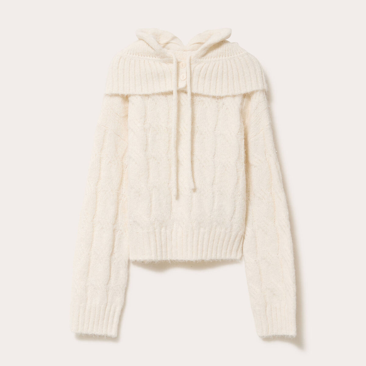 Pull 2-en-1 &agrave; capuche amovible ecru femme