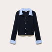 Gilet col chemise manches longues bleu marine femme