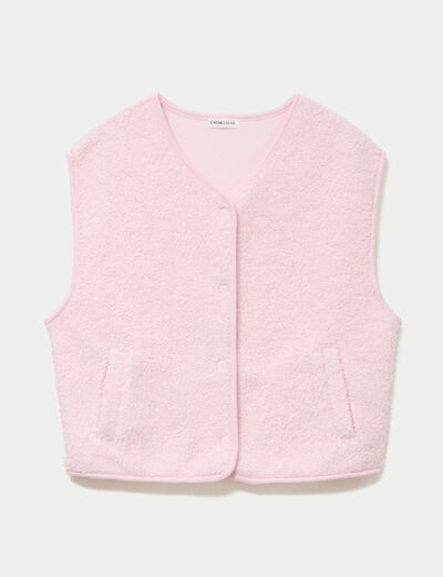 Gilet sans manches effet polaire rose clair femme