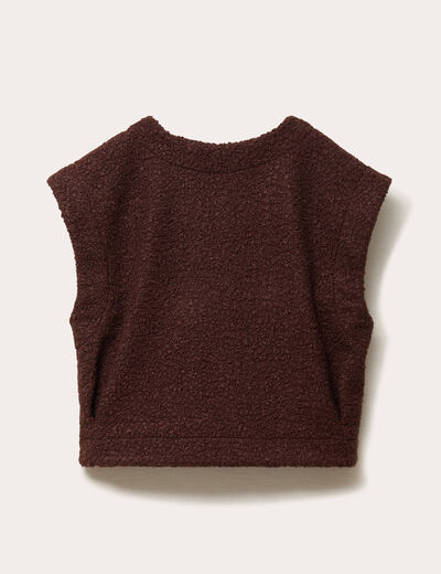 Gilet sans manches effet polaire marron fonc&eacute; femme