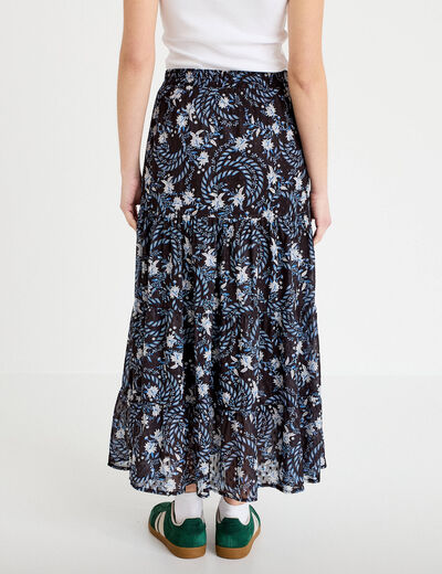 Jupe longue fluide noir femme