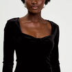 Top ajust&eacute; velours noir femme