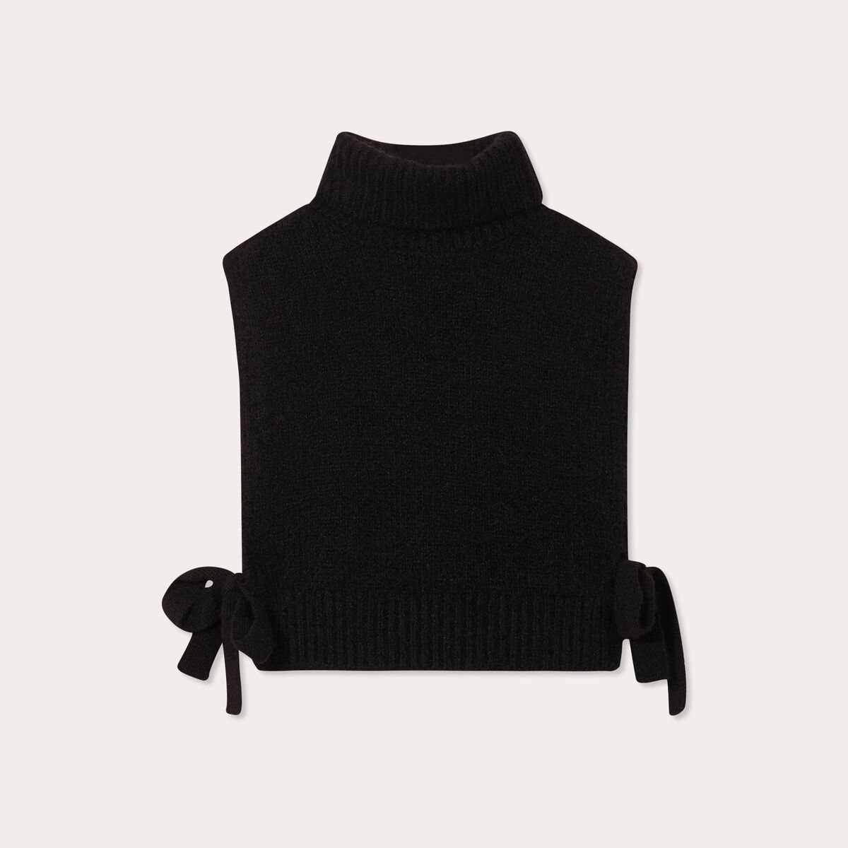 Pull sans manches col roul&eacute; noir femme