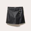 Jupe-short trap&egrave;ze en similicuir noir femme
