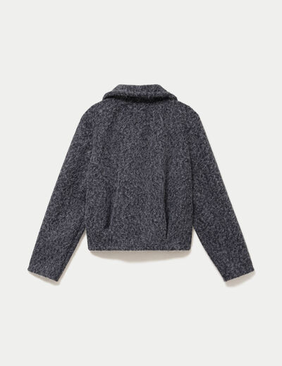 Veste manches longues col tailleur gris fonc&eacute; femme
