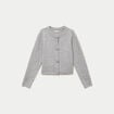 Gilet manches longues col rond gris clair femme