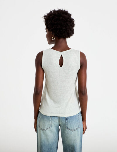 D&eacute;bardeur col v gris argent femme