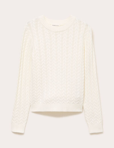 Pull torsad&eacute; ecru femme