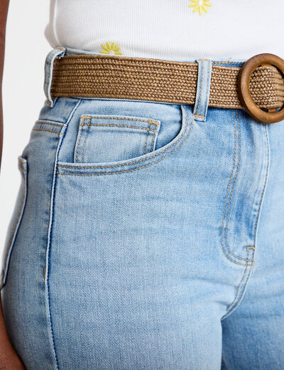 Jean bootcut cropped taille haute denim triple stone femme