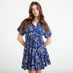 Robe courte &eacute;vas&eacute;e col chemise bleu marine femme