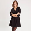 Robe &eacute;vas&eacute;e manches 3/4 noir femme