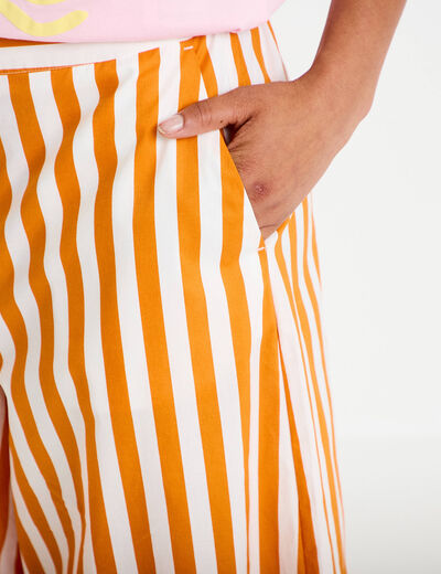 Pantalon jupe-culotte orange fluo femme