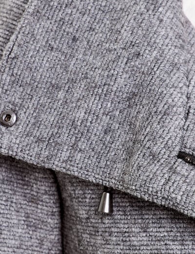Manteau cintr&eacute; asym&eacute;trique gris fonc&eacute; femme
