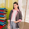 Blazer cintr&eacute; manches longues gris fonc&eacute; femme
