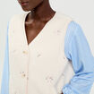 Gilet sans manches brod&eacute; effet polaire blanc femme