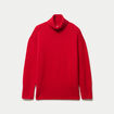 Pull col roul&eacute; manches longues rouge femme