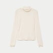T-shirt ajust&eacute; col roul&eacute; dentelle ecru femme