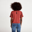T-shirt manches courtes aspect dentelle vieux rose femme