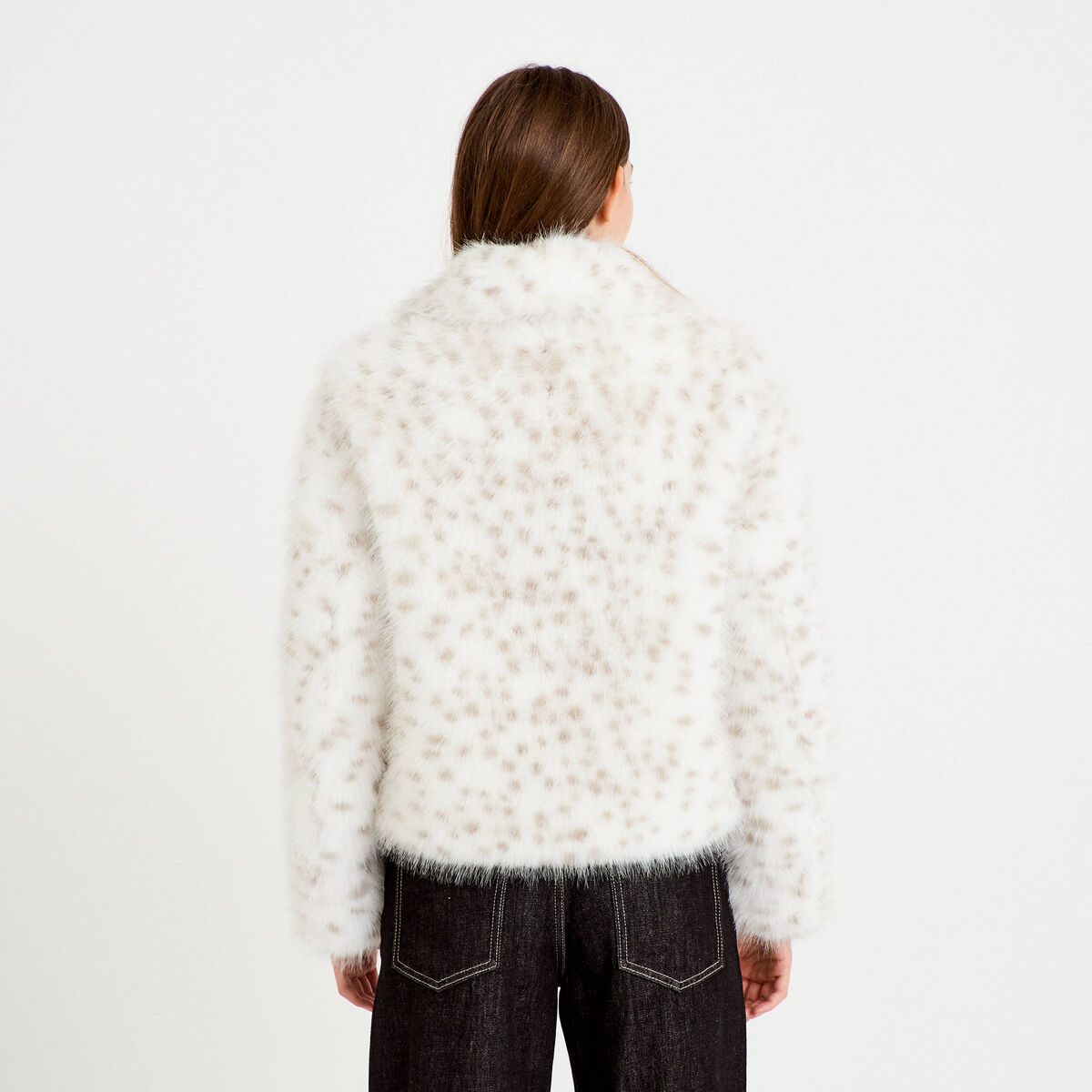 Veste oversize col tailleur beige femme