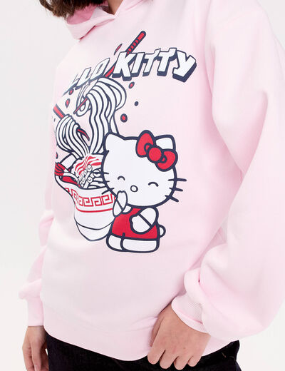 Sweat oversize &agrave; capuche manches longues rose clair femme