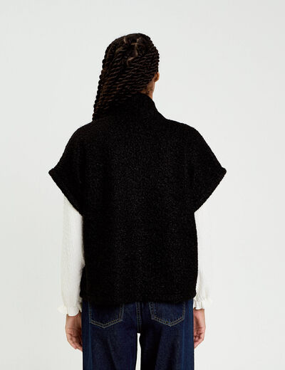 Gilet oversize cropped manches courtes noir femme