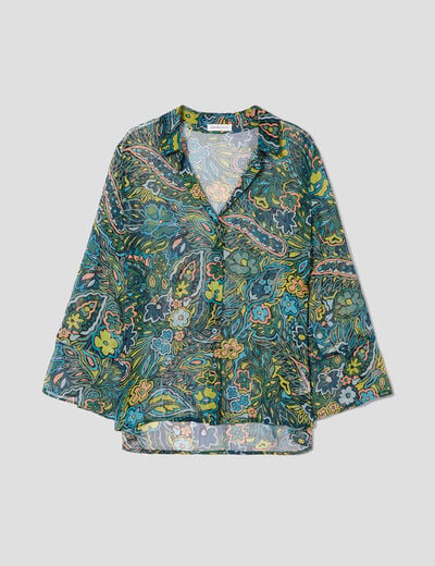 Chemise manches 3/4 noir femme