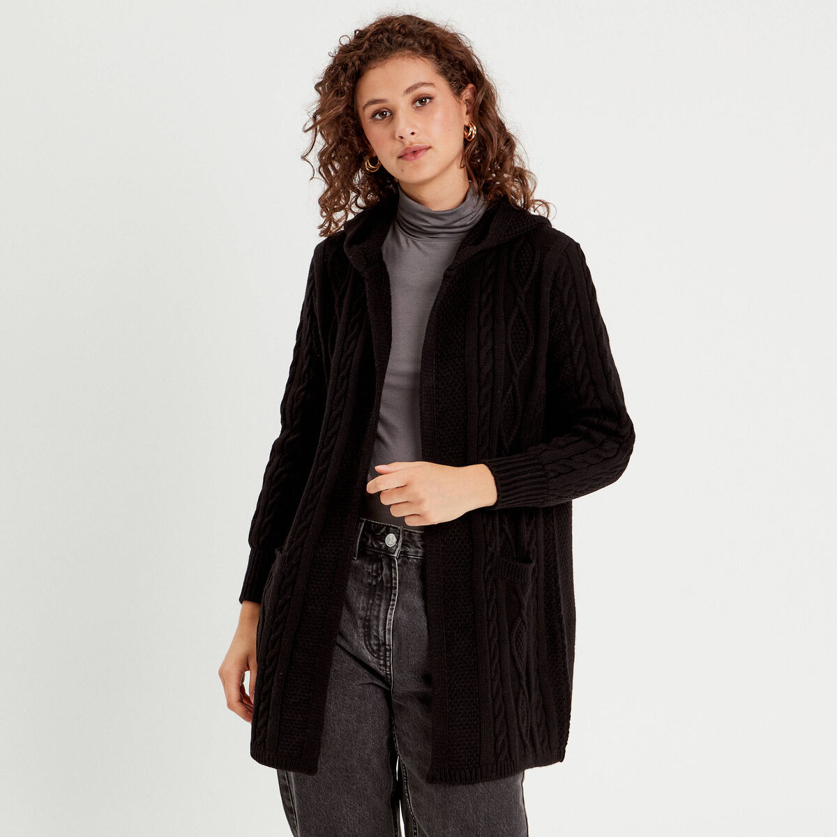 Gilet manches longues noir femme