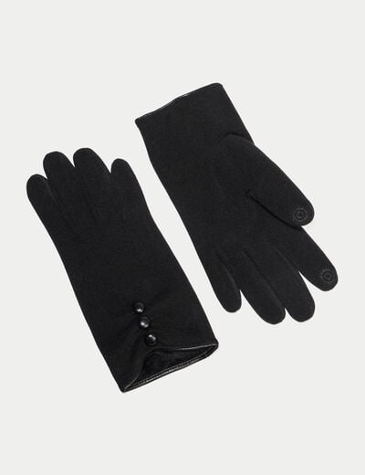 Gants avec boutons noir femme