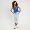 Blouse nou&eacute;e sans manches bleu femme