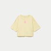 Sweat oversize cropped col rond jaune clair femme