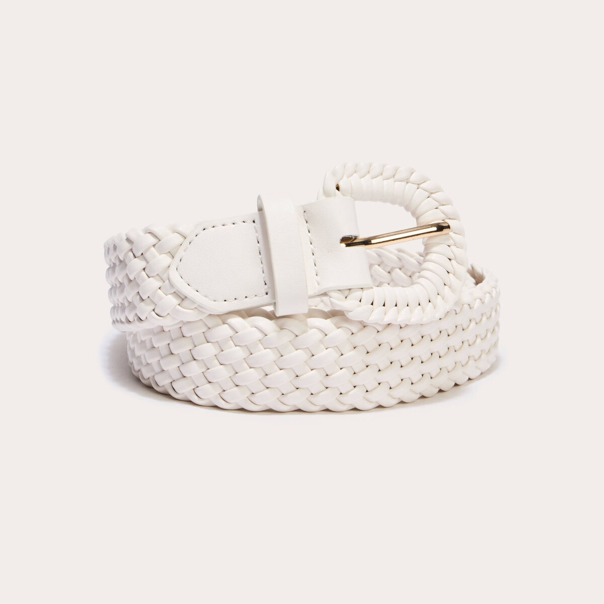 Ceinture large tress&eacute;e chin&eacute;e ecru femme