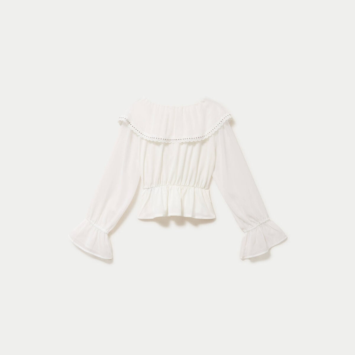 Blouse col claudine bas resserr&eacute; ecru femme