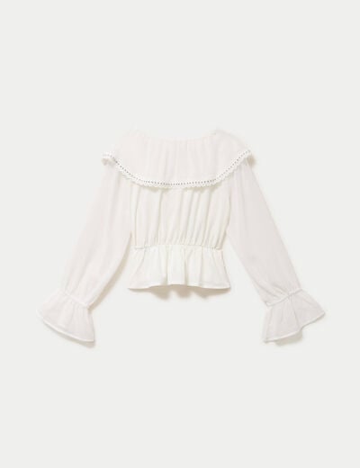 Blouse col claudine bas resserr&eacute; ecru femme