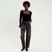 Top ajust&eacute; velours noir femme