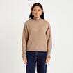 Pull col rond manches longues beige femme