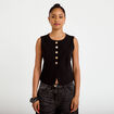 Gilet sans manches col rond noir femme