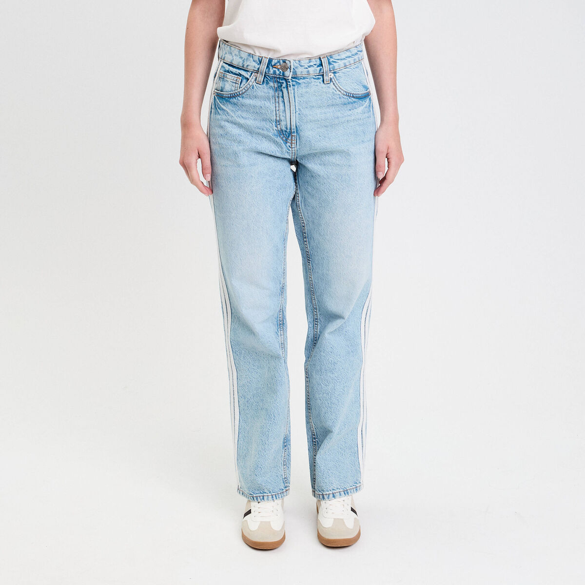 Jean droit taille standard denim triple stone femme
