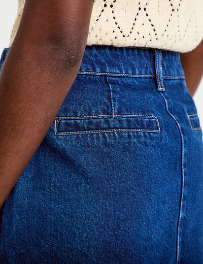 Jupe droite courte en jean denim double stone femme