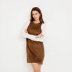 Robe courte &eacute;vas&eacute;e sans manches marron femme
