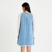 Robe droite courte en jean sans manches denim bleach femme