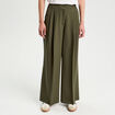 Pantalon large &agrave; pinces vert kaki femme