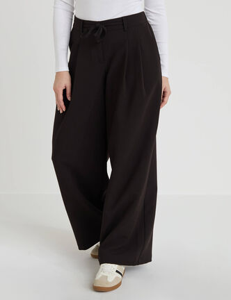 Pantalon large fluide noir femme