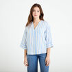 Blouse col V manches 3/4 bleu pastel femme