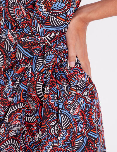 Robe portefeuille avec noeud noir femme