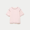 Top col rond manches courtes rose clair femme