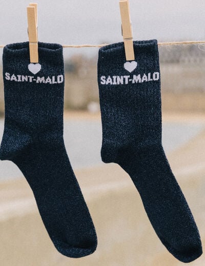 Lot 2 paires de chaussettes bleu marine femme