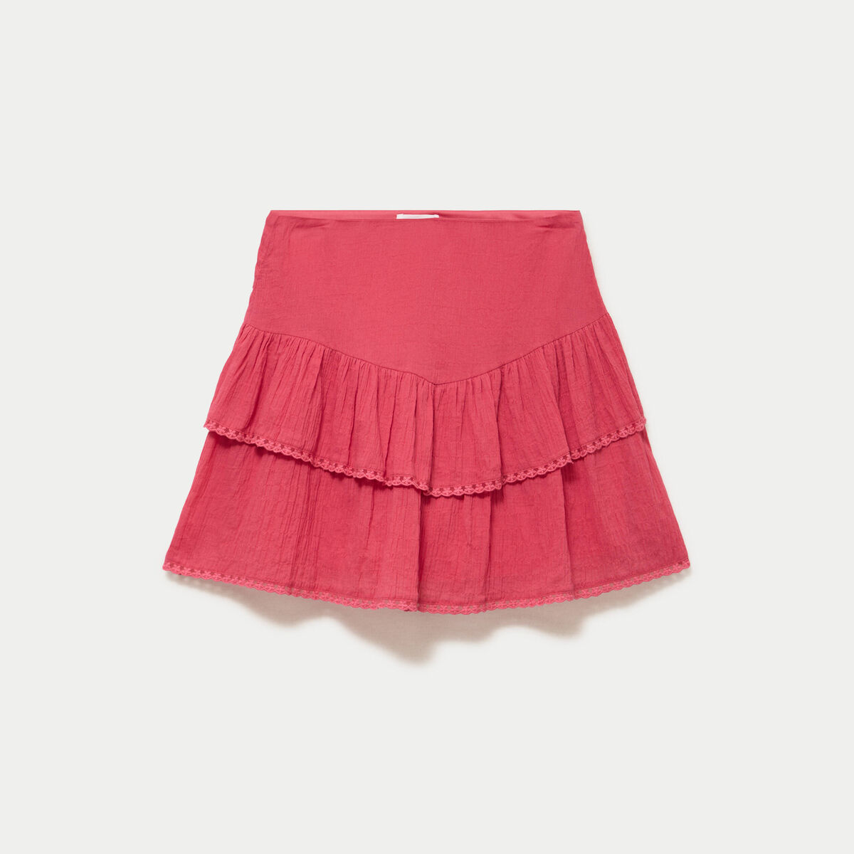 Jupe courte &eacute;vas&eacute;e rose framboise femme