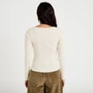 T-shirt c&ocirc;tel&eacute; ajust&eacute; manches longues ecru femme